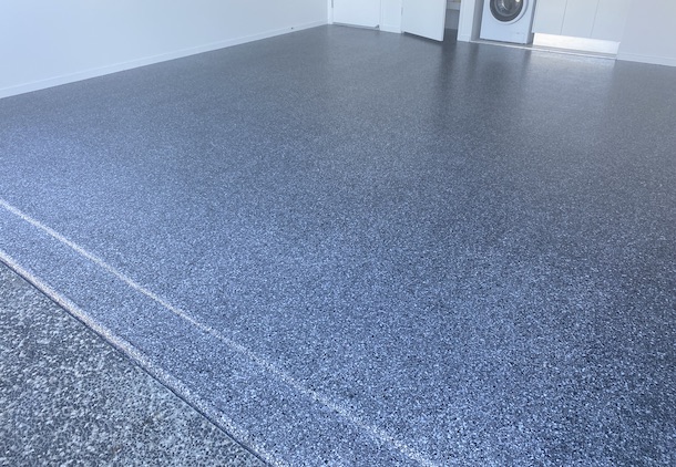 garage floor epoxy black marble finish